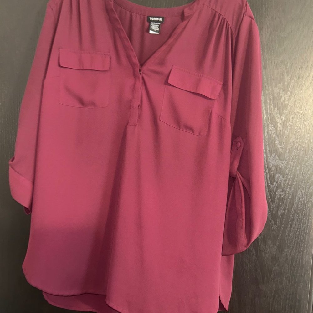 Torrid Harper Challis Pullover 3/4 Sleeve Blouse